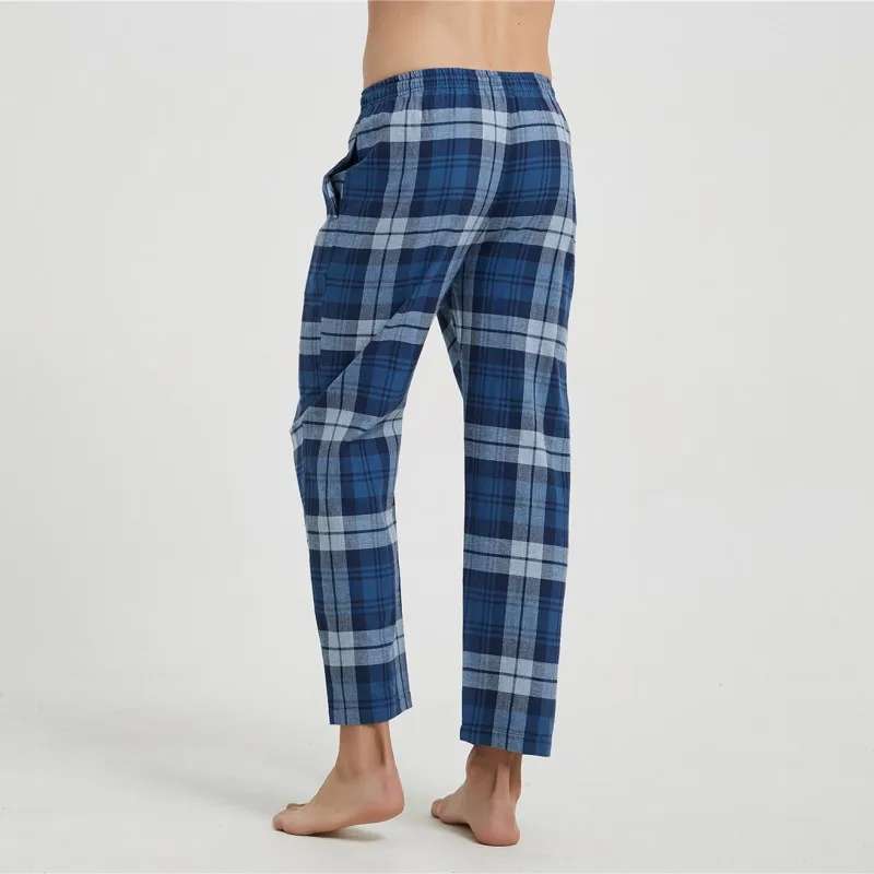 Autumn Men 100% Cotton Sleep bottoms Male Nightwear Trousers Men Casual Plaid Pajama Pants Pajama Man Top Quality Pants 100KGS