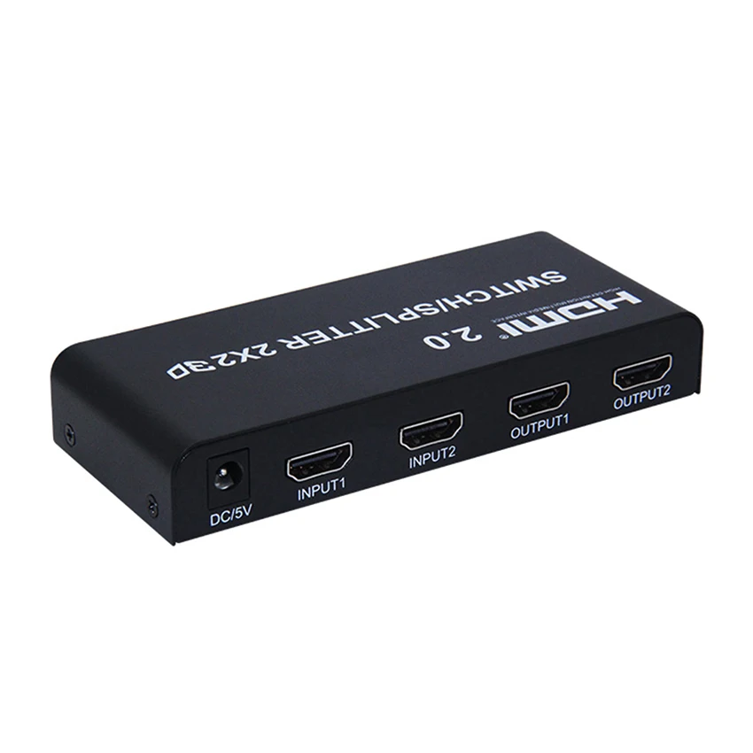 2x2 HDMI 2.0 Switch switcher Splitter 4K @ 60Hz YUV 4：4：4 Optical SPDIF + 3.5mm jack Audio Extractor with IR Remote Control