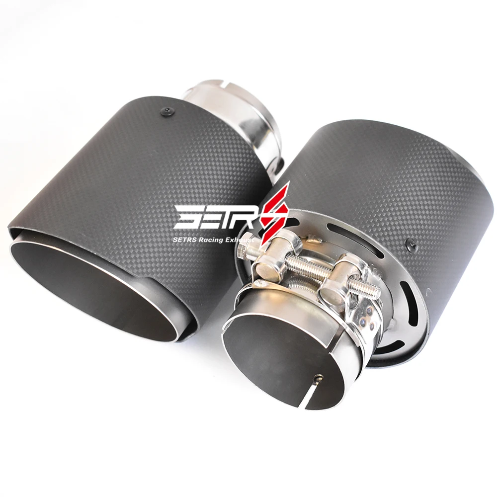 

1PC OD 76 mm 3.0 inch Car Exhaust Matte Carbon Stainless Steel Straight Flange Sandblasting Muffler Tip