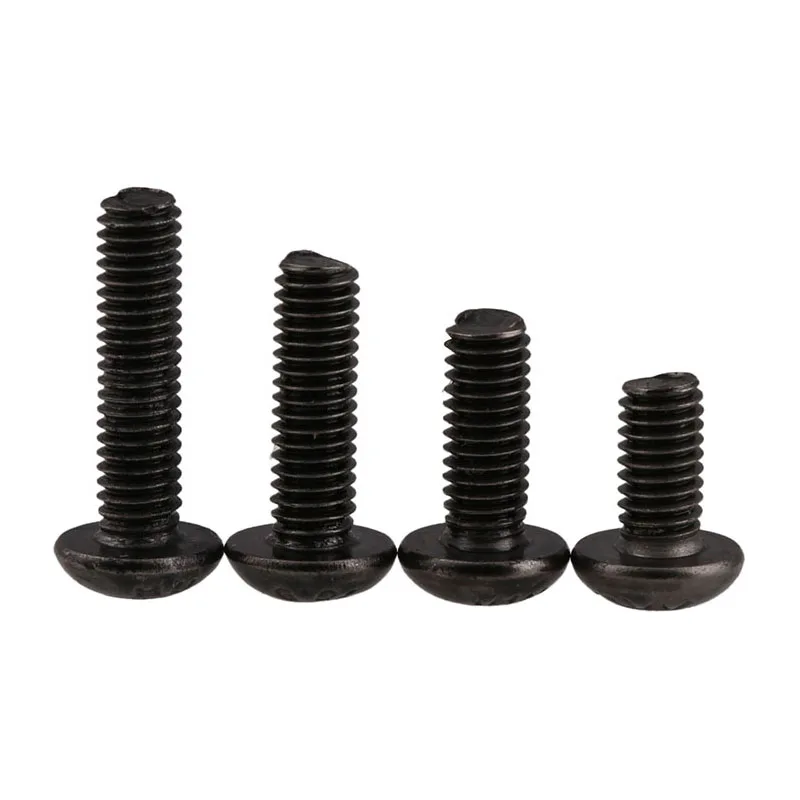 Tornillos de cabeza de botón hexagonal de acero al carbono, Perno de tornillo de cabeza redonda, M2-M6, negro, niquelado, grado 10,9, ISO7380