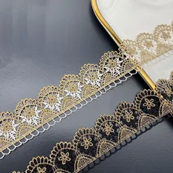 Unilateral Embroidery Two-color Flower Fabric Lace Ribbon DIY Ladies Wedding  Clothing Fabric Cradle Home Textile Sofa Trim