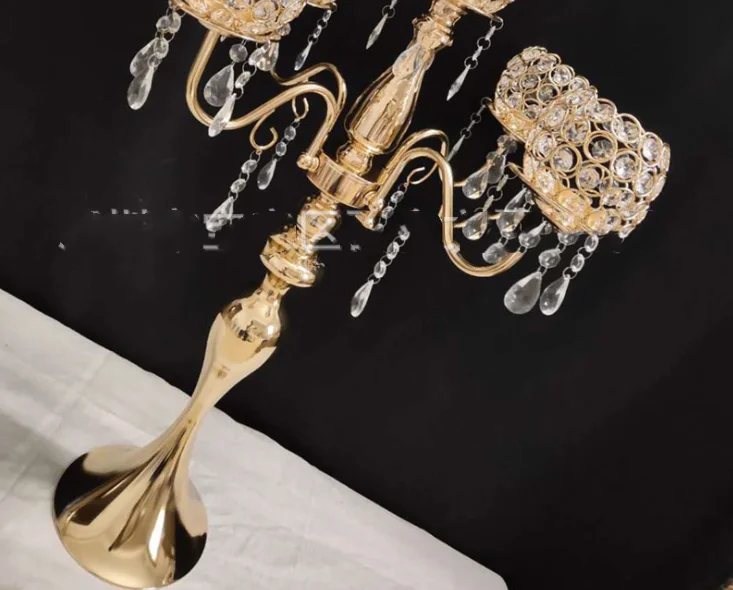 12pcs)Luxury Flooring Candelabra 5 Heads Black Candle Holder for Wedding Decoration qq502