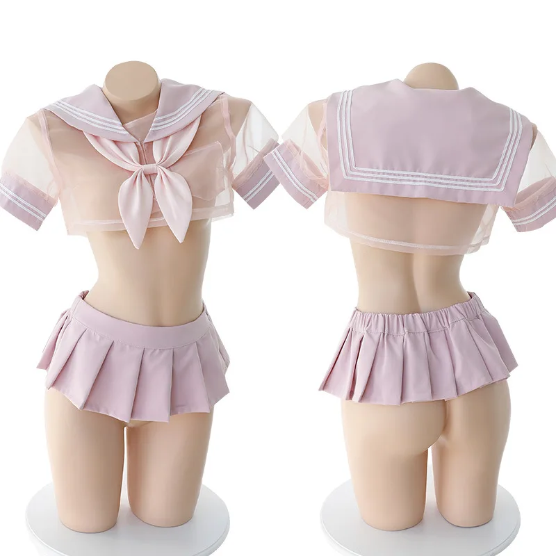 Disfraz erótico de Lolita para chica, uniforme escolar, conjunto de lencería Kawaii Sexy, disfraces de marinero, Tops cortos, falda