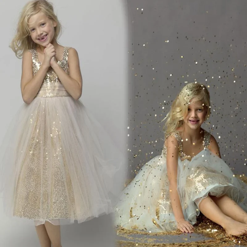 كريستال زهرة الفتيات فساتين الزفاف الخرز الترتر الفتيات فساتين المسابقة الاطفال بالتواصل الكرة ثوب الأطفال ملابس رسمية