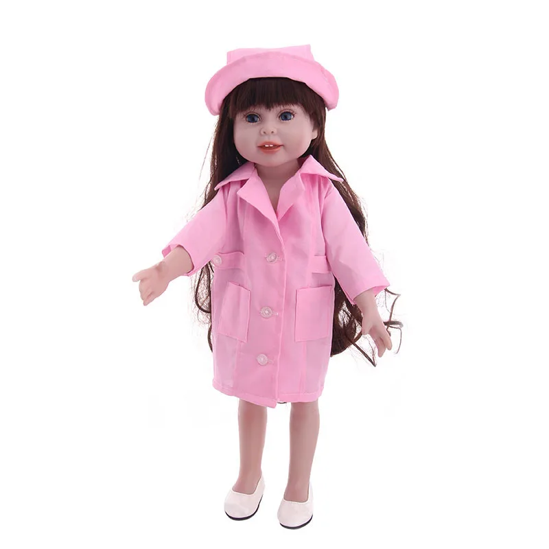 Doll Clothes Accessories Doctor Nurse Uniform Clothes+Toys Medical Equipments Fit 18 Inch American Doll & 43 Cm Baby Doll Girl