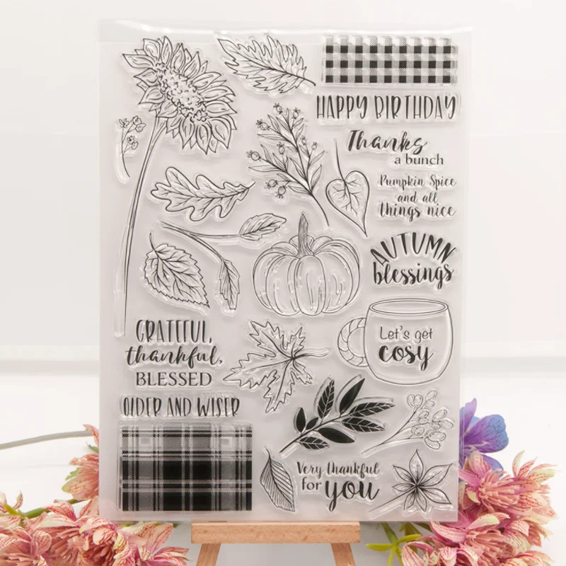 

Sunflower Pumpkin Transparent Silicone Stamp Cutting DIY Hand Account Scrapbooking Rubber Coloring Embossed Diary Decor Reusable