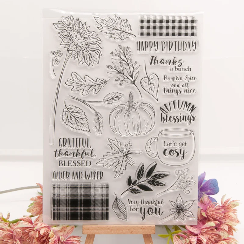 Sunflower Pumpkin Transparent Silicone Stamp Cutting DIY Hand Account Scrapbooking Rubber Coloring Embossed Diary Decor Reusable