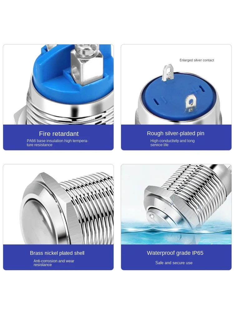 YZWM – interrupteur à bouton métallique, 8MM, 10MM, 12MM, 16MM, 19MM, 22MM, petit cercle, autobloquant, réinitialisation, soudage, démarrage rond,