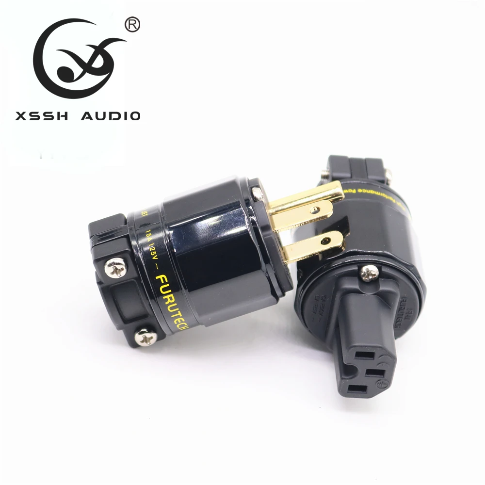 XSSH 오디오 FI-11M-N1 (G) 15A 125V 순수 구리 도금 골드 AC AU NEMA US EU IEC 암 수 전원 커넥터 플러그