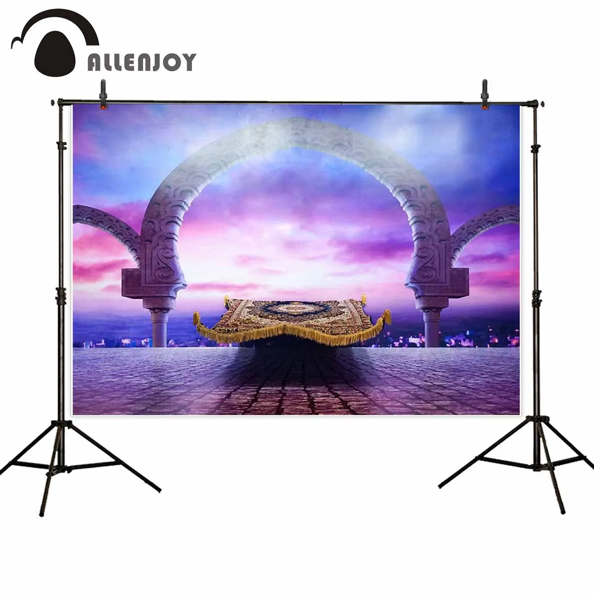 Allenjoy Photography Backgrounds for Photo Studio Aladdin Magic Carpet Twilight Scene Arch Gate Fairytale Backdrop Photophone