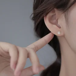 925 Sterling Silver Geometry Crystal Earrings Women Simple Fashion Wedding Jewelry Accessories
