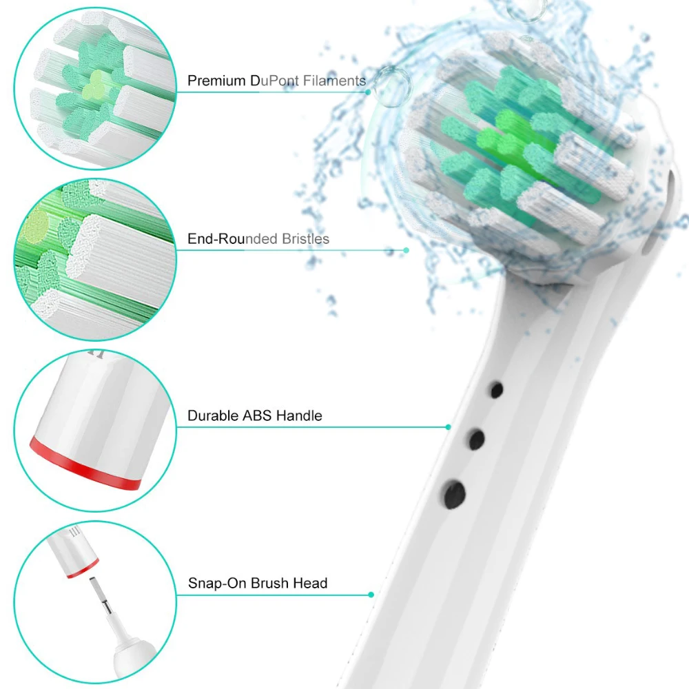 4 قطعة لينة استبدال فرشاة الأسنان رؤساء مع قبعات ل أورال-B فرشاة الأسنان رؤساء مسبقا الطاقة/برو الصحة فرشاة الأسنان الكهربائية رؤساء