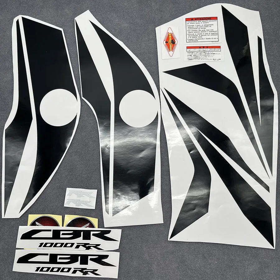 Motorcycle Black Strip Gas Tank Cover Round Emblem Stickers Fairing Body Kit Decals For Honda CBR1000RR 2008 2009 2010 2011