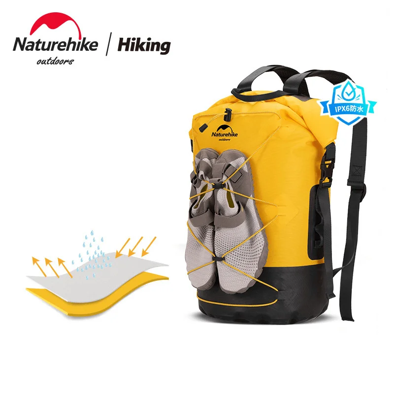 Naturehike New 20L 30L 40L TPU Dry Wet Separation Waterproof Bag Outdoor Storage Bag Large Capacity Backpack Not Included Shoes