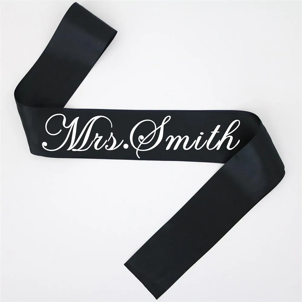 Personalized Mr Mrs Name Wedding Party Shoulder Girdle 3 Colors Party Fashion Decoration Accessories Custom Text  Satin Sash