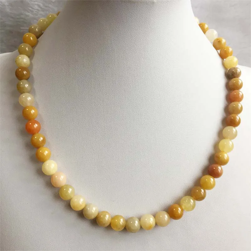 Brazil Old Yellow Topaz Jade Necklace Vintage Natural Stone Jewelry Noble Elegant Exquisite Beaded Chain Choker Collier