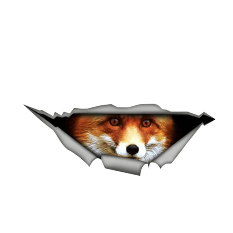 

13cm*4cm Fox Torn Metal Car Sticker Waterproof Personalized Decal Laptop Suitcase Truck Motorcycle Auto Accessories PVC