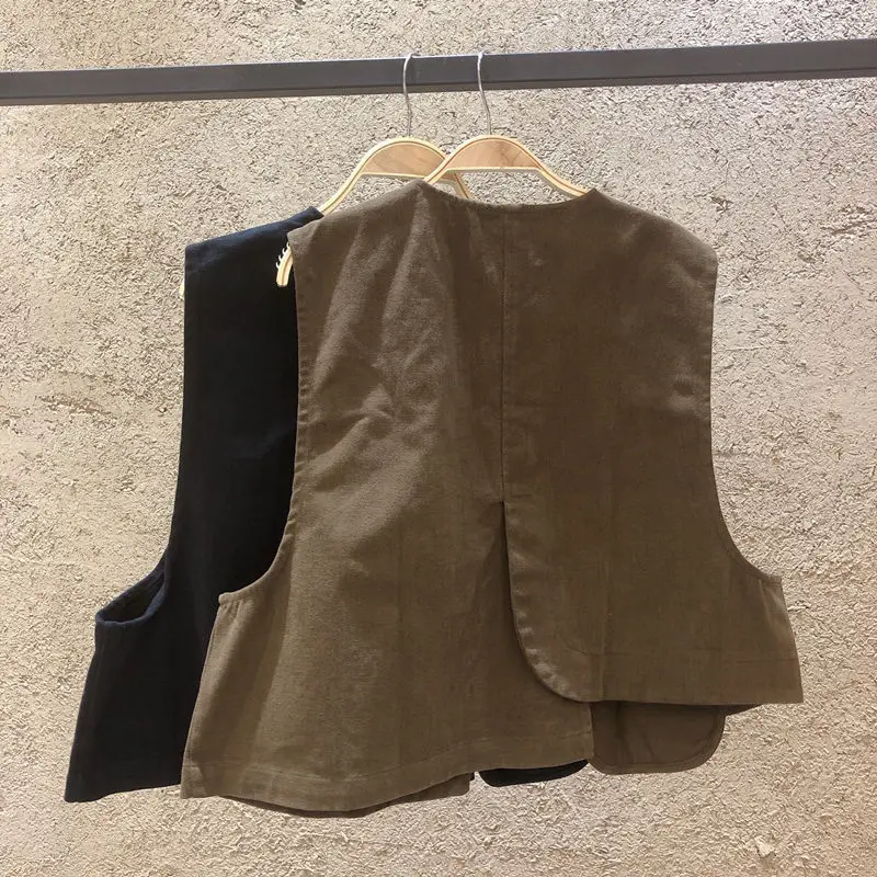 Gilets à simple boutonnage pour femmes et filles, gilets vintage simples, mode féminine, tout match, unisexe, confortable, automne