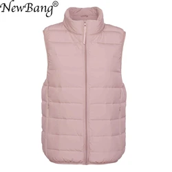 NewBang Matt Fabric Women Sleeveless Ultra Light Down Vest Women White Duck Down Vest Female Stand Collar Slim Warm Waistcoat