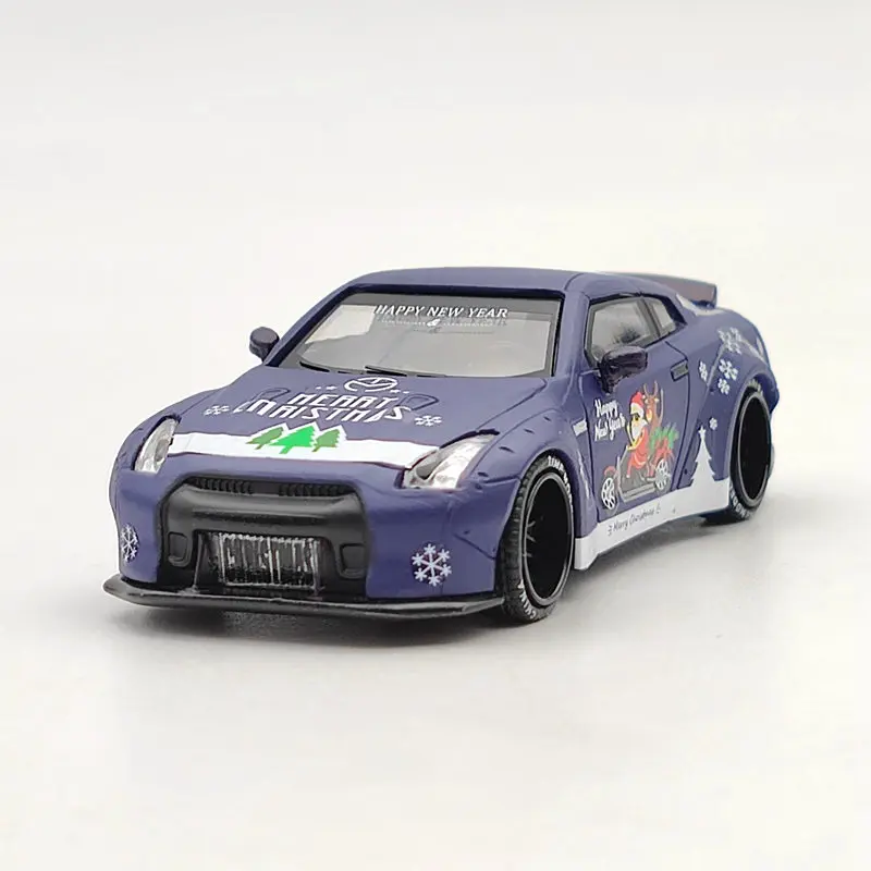 الوقت نموذج 1/64 ل N ~ an GTR R35 عيد الميلاد ديكاست اللعب نماذج السيارات سبيكة السيارات جمع الأرجواني هدايا السنة الجديدة