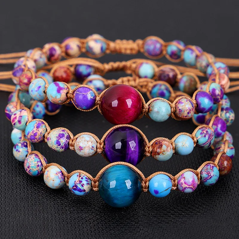 WOOZU Handmade Natural Stone Beads Rope Bracelets For Women Charm Yoga Meditation Thread Bracelet Jewelry Gift