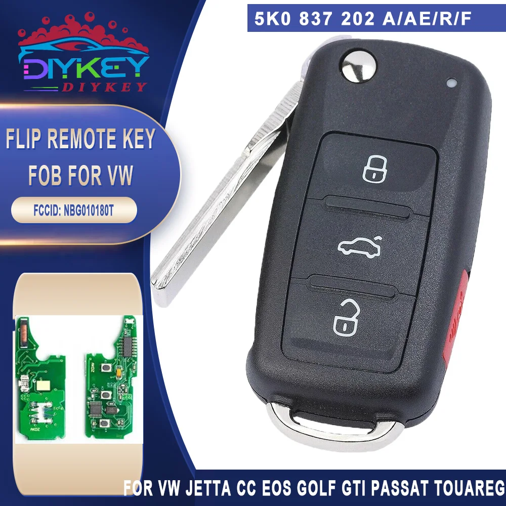 

DIYKEY NBG010180T Remote Key Fob for 2011 2012 2013 2014 2015 2016 Volkswagen VW Jetta CC Eos Golf GTI Passat Touareg 5K0837202A