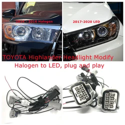 CZMOD Car Headlight Modification Upgrade Special Transfer Wire Adapter Harness For Toyota Highlander 14-16 Halogen To 17-20 LED