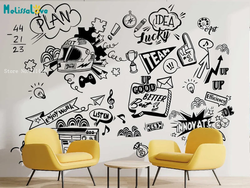 Large Size Doodle Office Wall Stickers Class Room Decoration New Design Vinyl Decals Idea Creative Art  DIY Murals YT5353