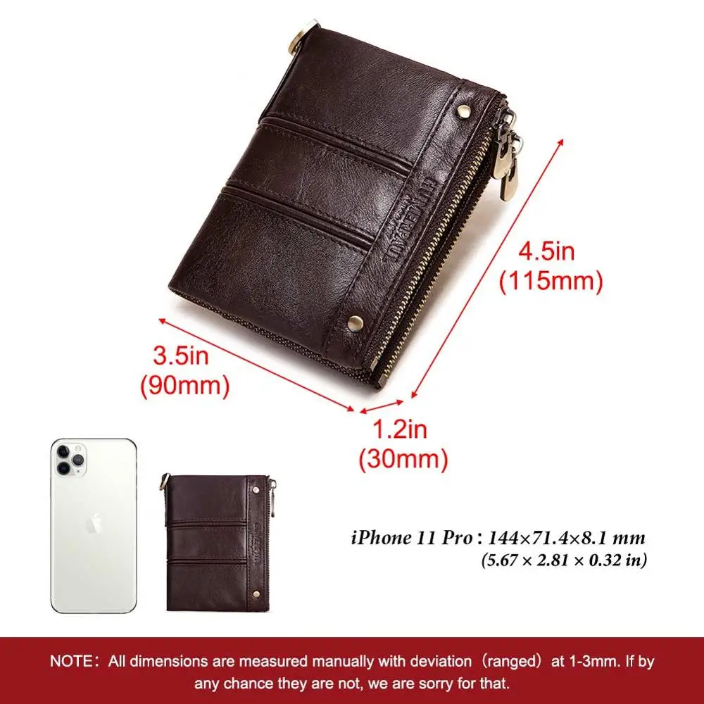 HUMERPAUL Men Wallet Genuine Leather Luxury Design Zipper Coin Pocket Short Male Purse Card Holder Rfid Money Bag Man Purses