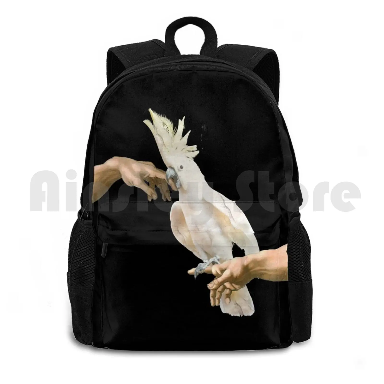 Love Hurts-Cockatoo Outdoor Hiking Backpack Riding Climbing Sports Bag Parrot Cockatoo Funny Meme Bite Scream Screm Birb Memes