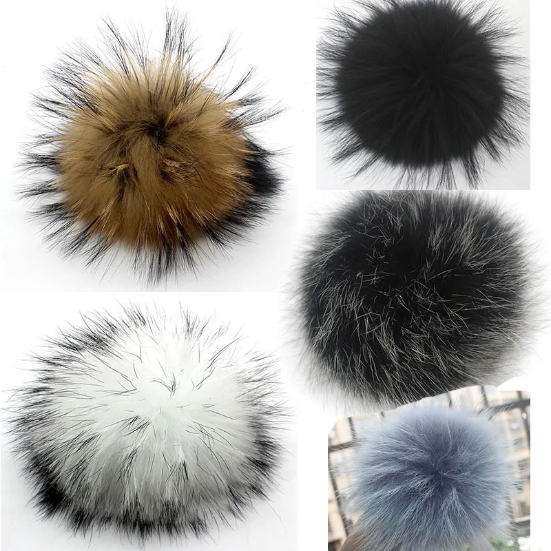 

60 pieces/Lot Mixed Color Artificial Polyester Pom poms for keychains and Winter knit hats Black White Natural Color