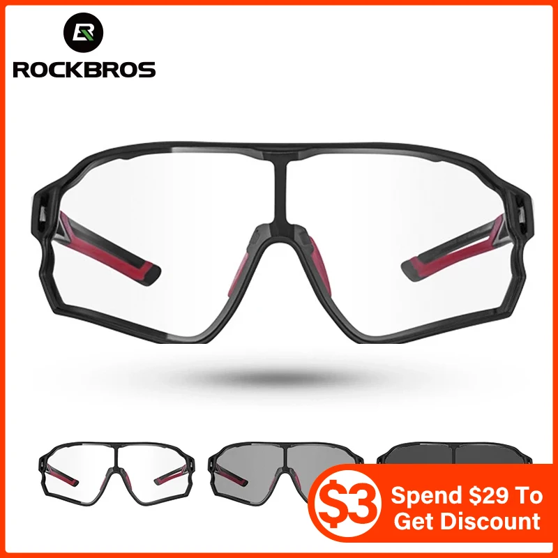 ROCKBROS Cycling Sunglasses  Photochromic Road Bike UV400 Bicycle Eyewear MTB Mountain Bicycle Cycling Goggles