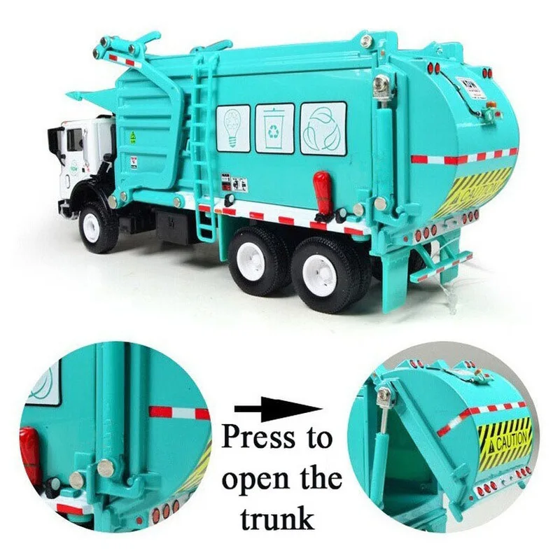 1:24 Vehicle Model Garbage Truck Cleaning Alloy Materials Handling Garbage Truck Sanitation Trucks Clean Car Toy for Kids Gift