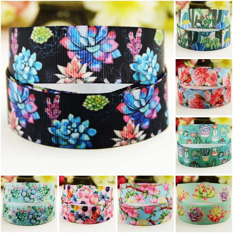 

7/8'' 22mm,1" 25mm,1-1/2" 38mm,3" 75mm Cactus Flowers Cartoon Character printed Grosgrain Ribbon party decoration 10 Yards