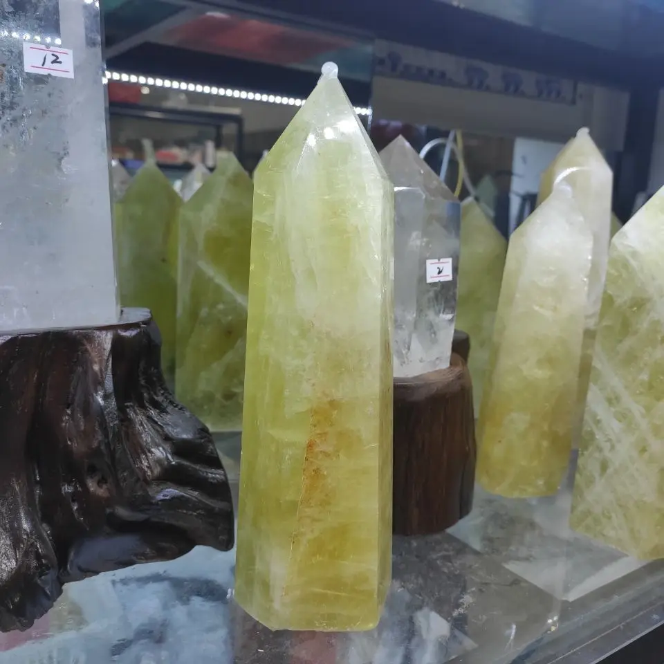 Natural Citrine Crystal Point Healing Obelisk Yellow Quartz Wand Beautiful Ornament for Home Decor Reiki Stone Pyramid