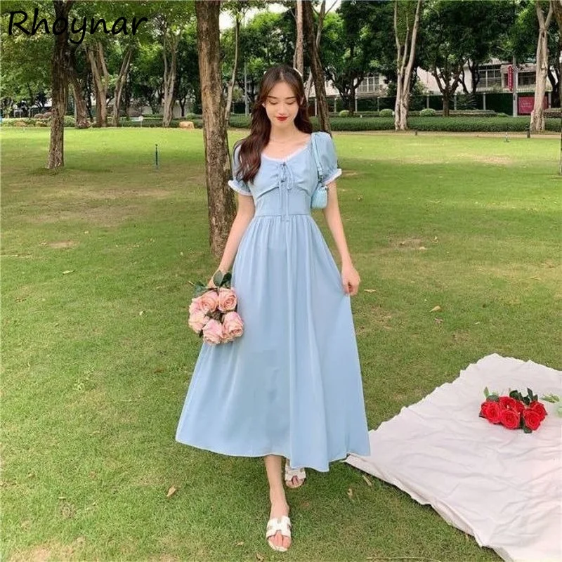 

A-line Dress Women Lace All-match Summer Sundress Holiday Preppy Kawaii Design New Arrival Clothing Female Popular Tender Chic