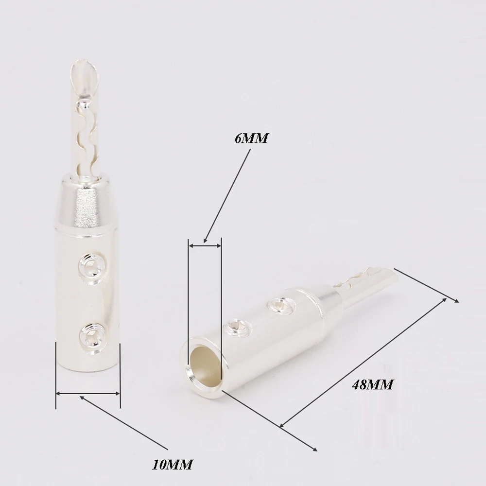 

8Pcs Silver Plated Z-Type Banana Plugs Banana Terminal Connector AMP Plug Speaker Cable BA1417