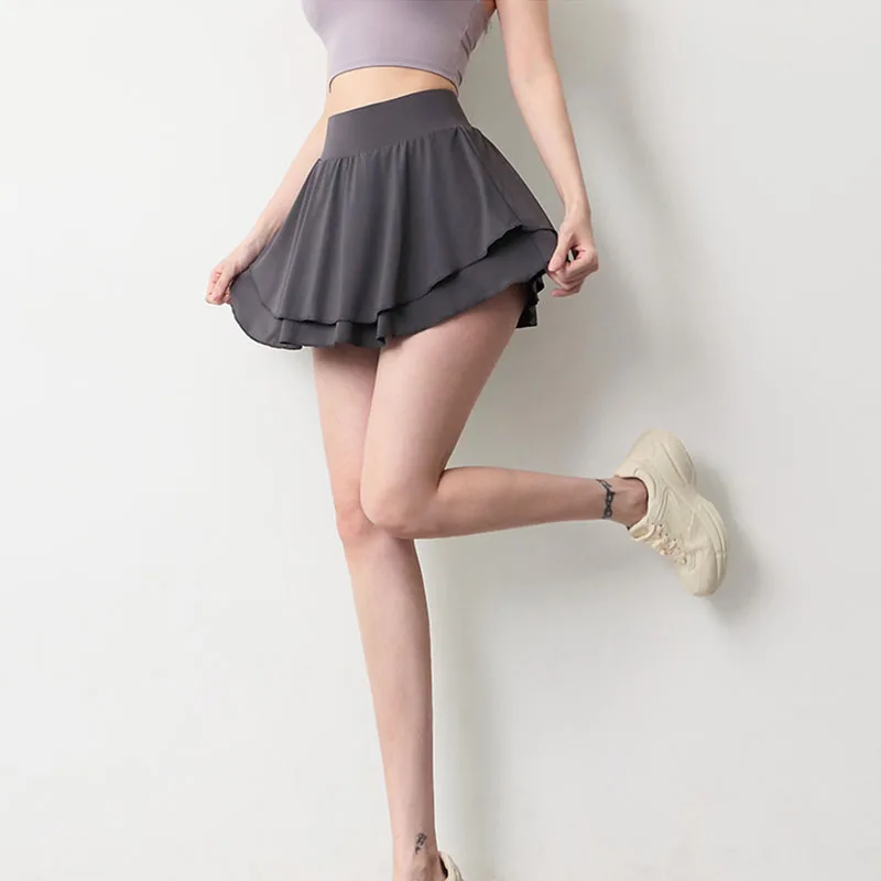 Soft Sports Shorts Women Running Training Fitness Skirt Quick-dry Yoga Pants Ladies Tennis Skirt Inside Legging