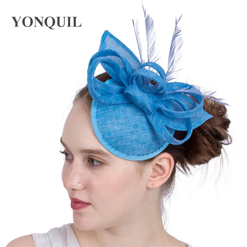 Charming Classic Women Wedding Headpiece Bride Fascinator Hat Imitation Sinamay Chapeau Cap For Church Derby Race Fascinating