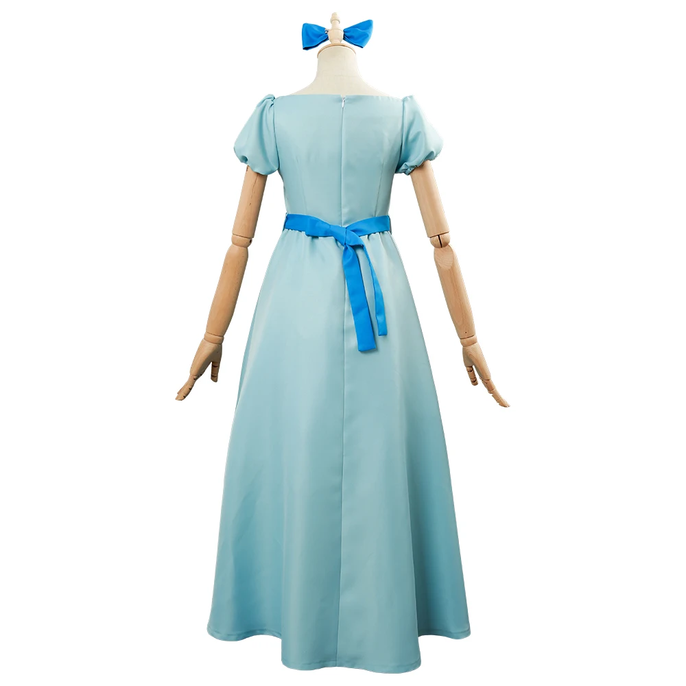 Adult Kids Peter Wendy Darling Cosplay Costume Women Girls Blue Long Dress Halloween Carnival Costume For Adult Women