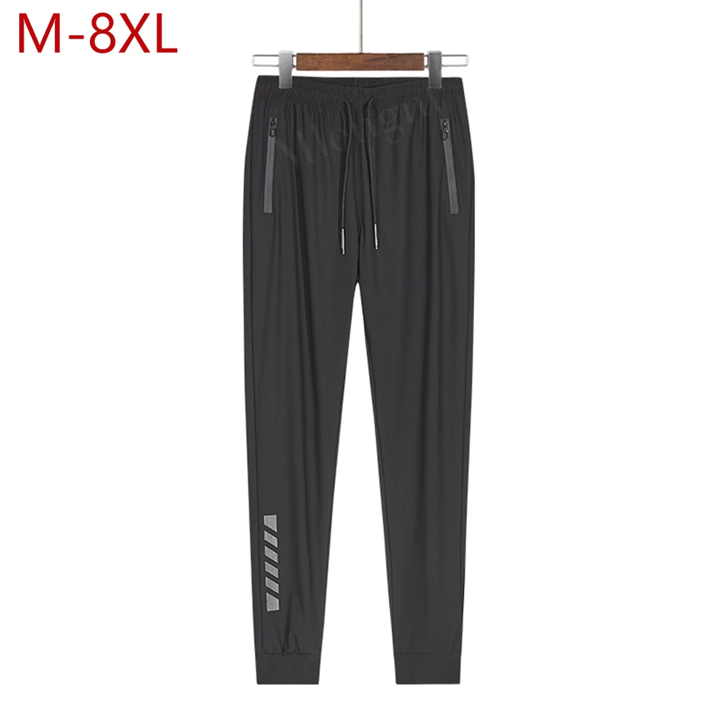 

Cool Summer Simple Large Size 8XL Joggers Men Pants Breathable Stretch Sweatpants Drawstring Comfortable Elastic Waist Trousers