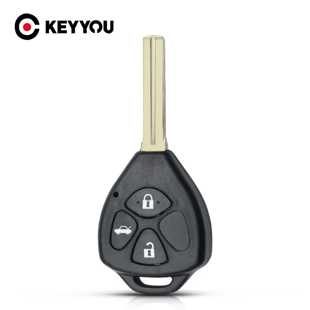 KEYYOU Replacement 3 Buttons Remote Car Key Shell Fob Blank For Toyota Crown Entry Key Case Housing Uncut TOY48 Blade