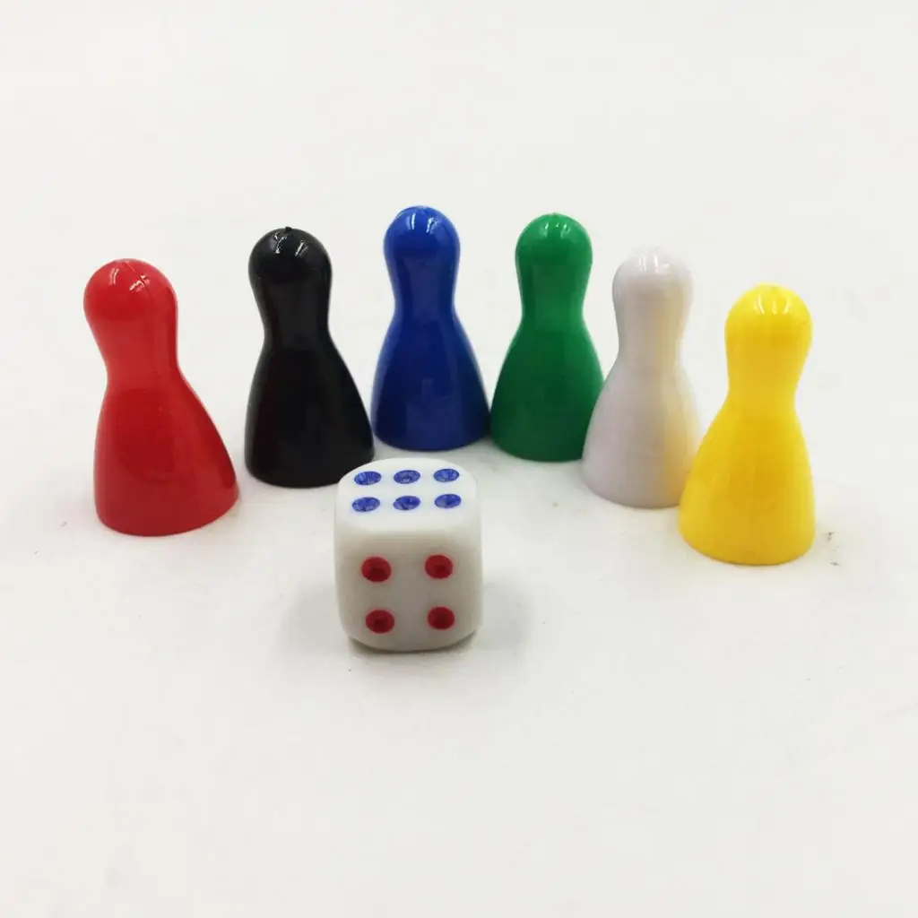 6x Plastic Game Pieces Dice Pawn/Chess Board Games Card Games Accessory