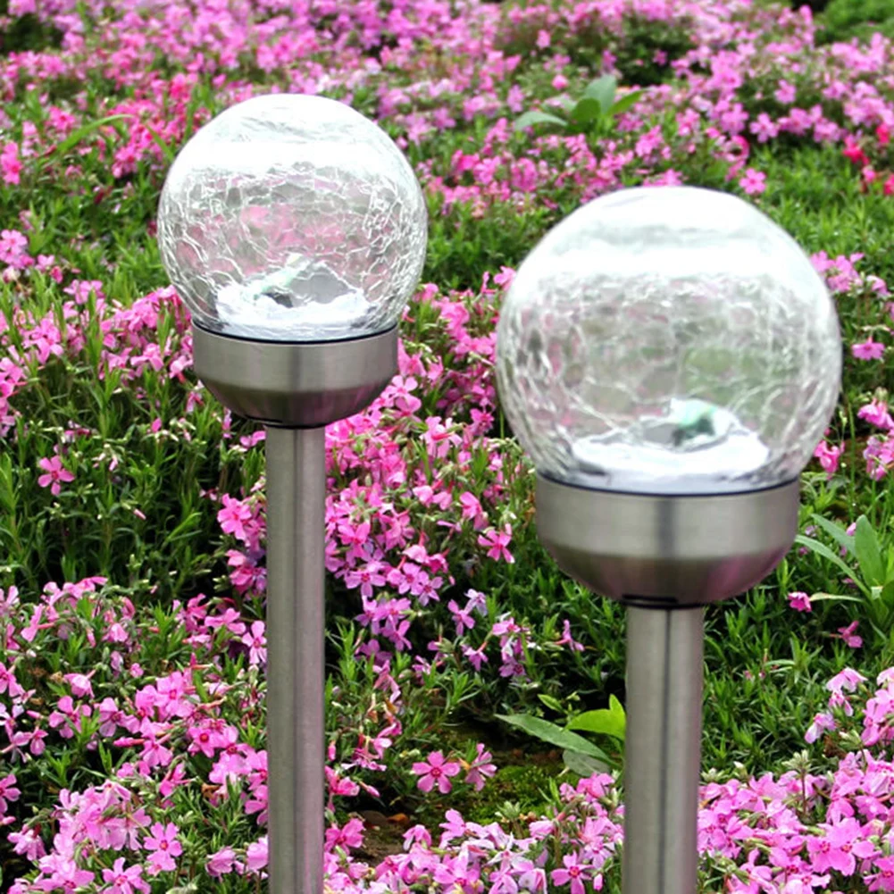 

Lawn Lamp Stigma Art Light 2pcs LED Solar Glass Ball Fence Lamps Outdoor Lighting For Garden Courtyard Pathway Patio Decoration