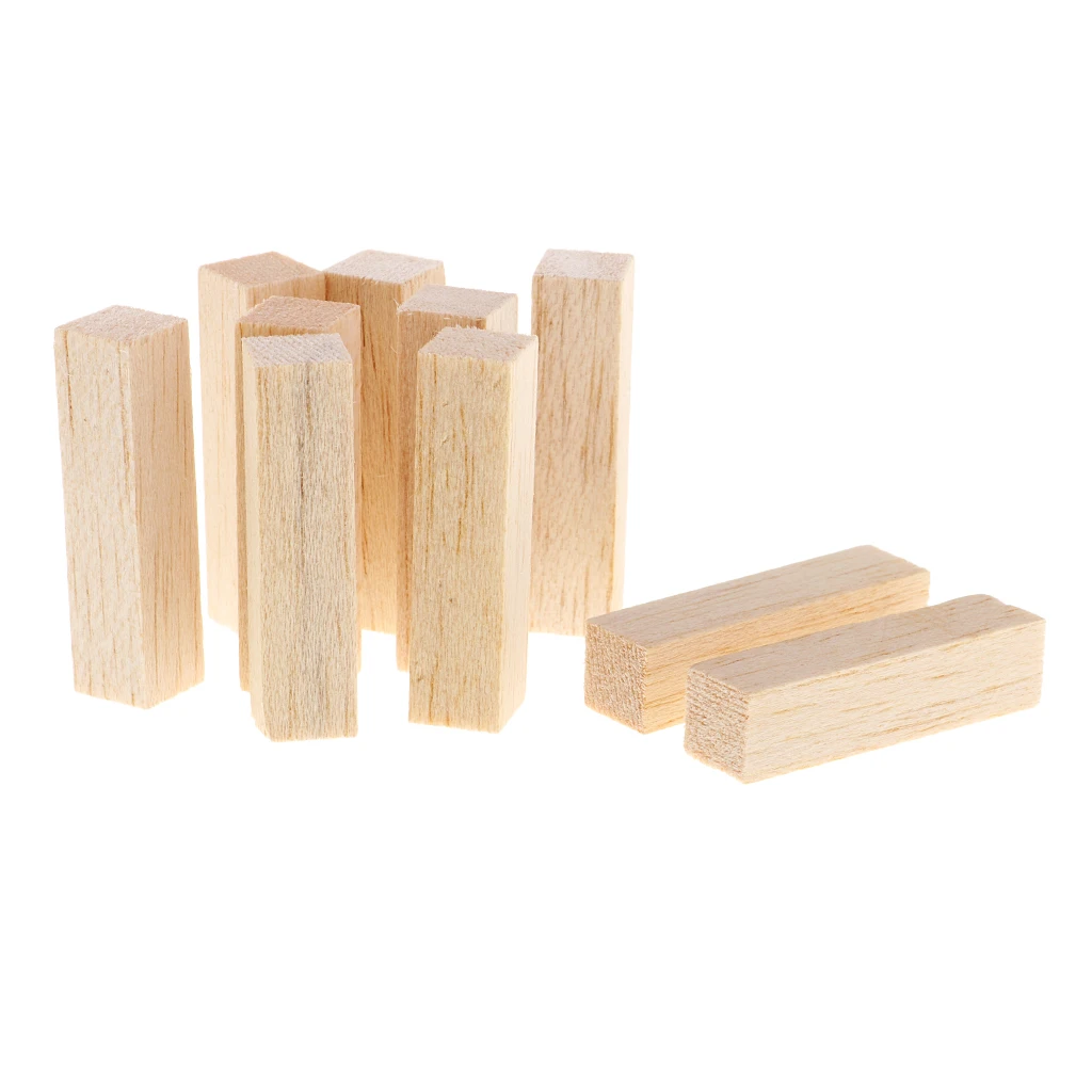 10pcs 50/80mm Premium Basswood Wood Carving Blocks Kit Square Balsa Wood Stick Block Unfinished Woodcraft Dowel Rod