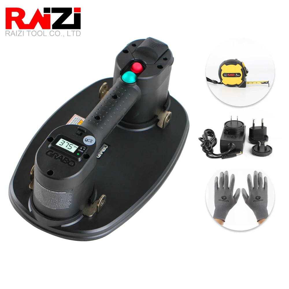 Raizi GRABO Portable Electric Vacuum Suction Cup Lifter for Granite Glass Tile Heavy Lifting Tool Heavy Slab Lifting Lifter