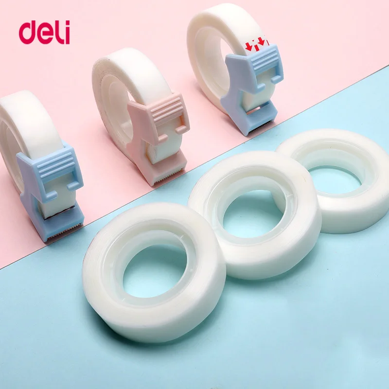 Deli White Invisible Tape Set DIY Washi Tape Writing Typo Correction Tape For School Stationeries Copy Paste Mistake Tape Cutter