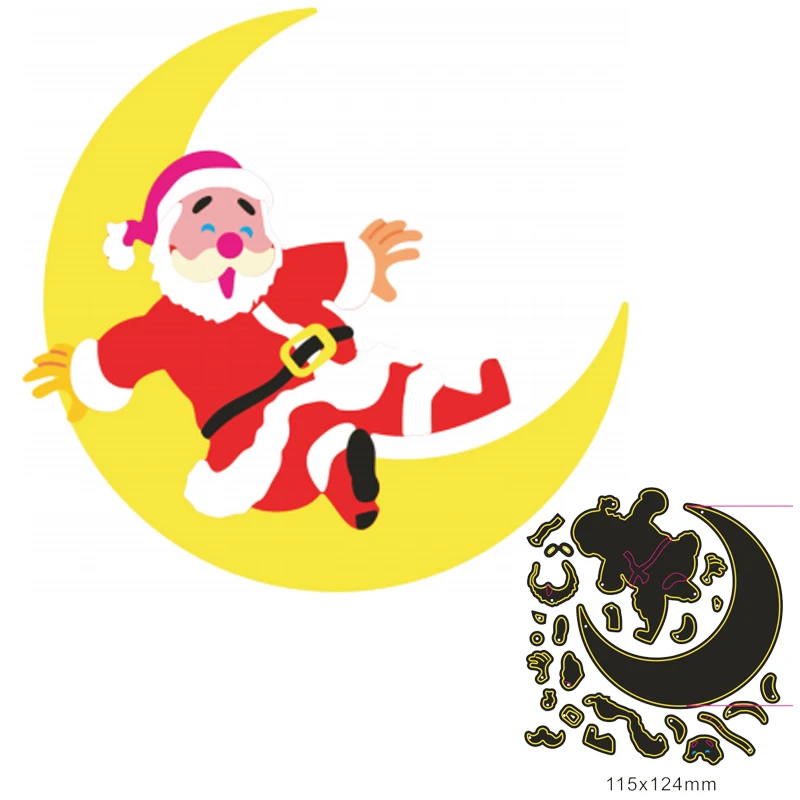 

Santa lying on the moon Metal Cutting Dies Stencils For DIY Decorative Embossing Handcraft Paper Cards Making Die Template New