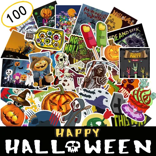 100pcs / set , Waterproof PVC Halloween Stickers Street Doodle Sticker Set for Festival Decoration