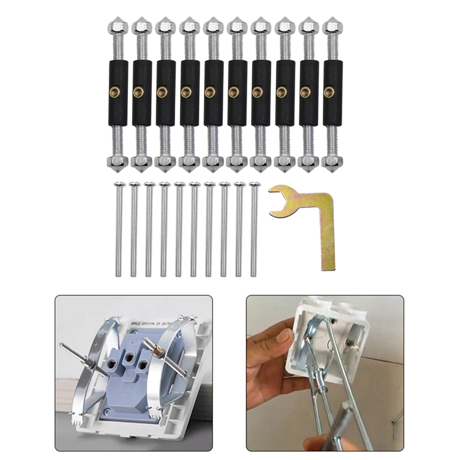 21 Pcs Kassette Schrauben Unterstützung Stange Kit, Reparatur Gerät, verhindern Lockerung Fixer Einstellbar für Wand Schalter Licht Schalter Buchse